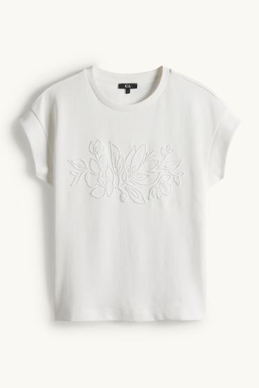 Dámské - Tričko - regular fit - krémově bílá