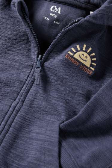 Baby Jungen - Sonne - Baby-Sweatjacke mit Kapuze - strukturiert - dunkelblau