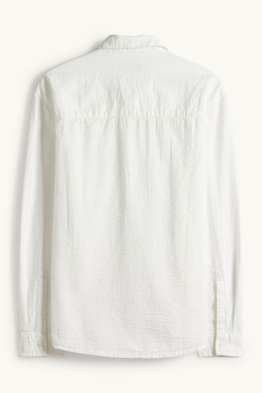 Hommes - Chemise - relaxed fit - col kent - finition texturée - blanc