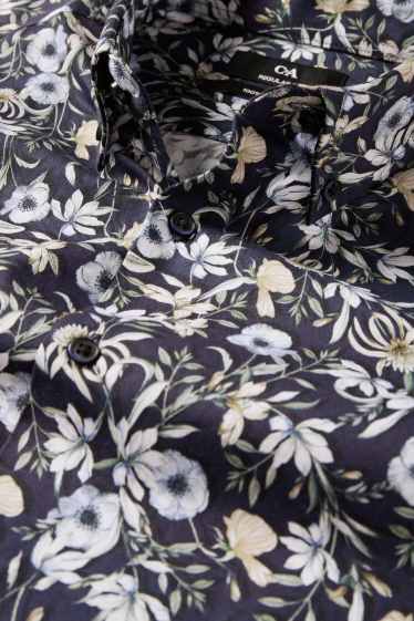 Hommes - Chemise de bureau - regular fit - col button-down - à motif - bleu foncé