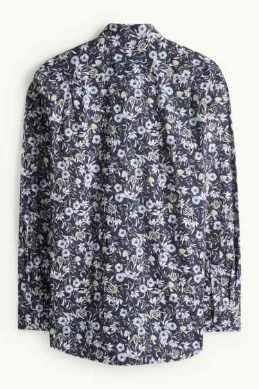 Hommes - Chemise de bureau - regular fit - col button-down - à motif - bleu foncé