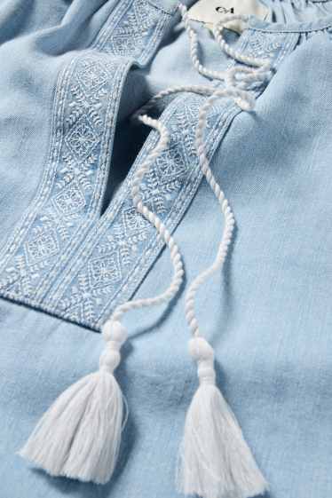 Femmes - Robe tunique - aspect jean - bleu clair