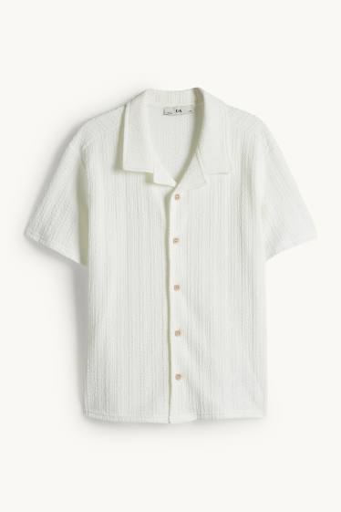 Kinder Jungen - Hemd - strukturiert - weiss