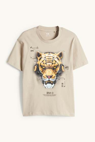 Children Boys - Tiger - short sleeve T-shirt - beige