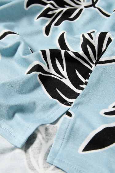 Dames - Nachthemd van viscose - gebloemd - blauw