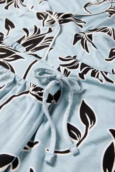 Damen - Viskose-Pyjama - geblümt - blau