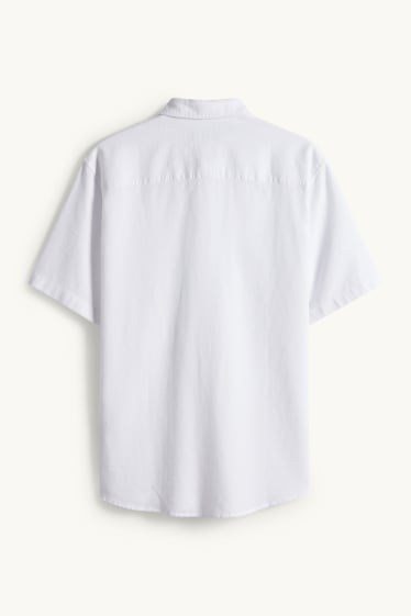 Hommes - Chemise - regular fit - col Kent - finition texturée - blanc