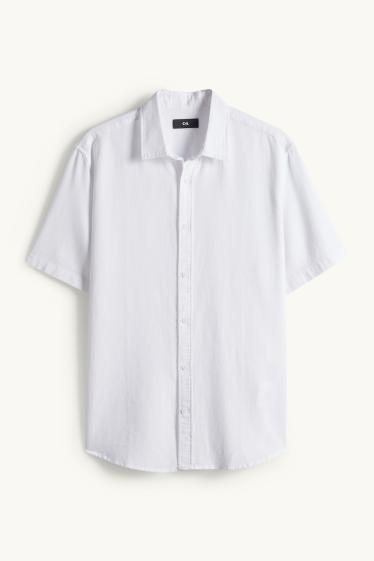 Hommes - Chemise - regular fit - col Kent - finition texturée - blanc