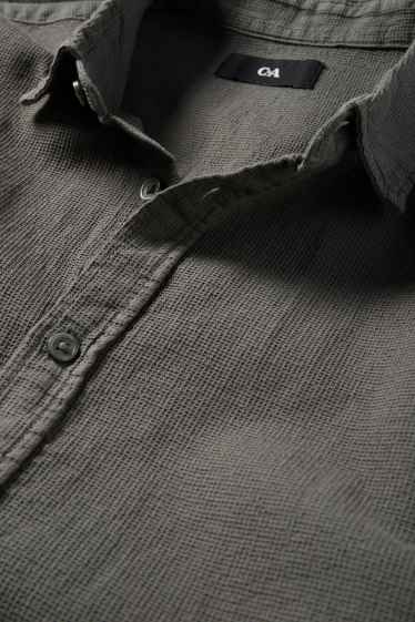 Herren - Hemd - Regular Fit - Kent - strukturiert - dunkelgrün