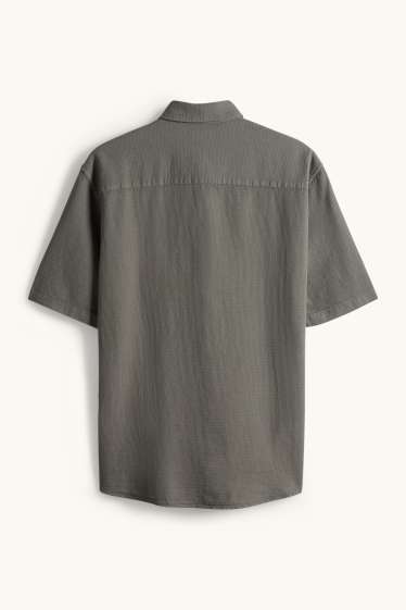 Herren - Hemd - Regular Fit - Kent - strukturiert - dunkelgrün