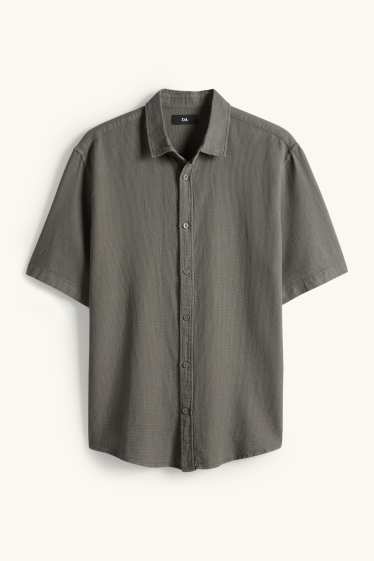 Herren - Hemd - Regular Fit - Kent - strukturiert - dunkelgrün