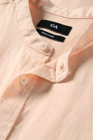 Unisex - Camisa de lli - regular fit - coll mao - coral