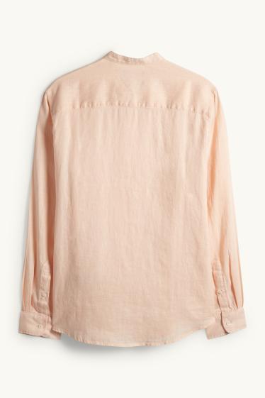 Unisex - Camisa de lli - regular fit - coll mao - coral