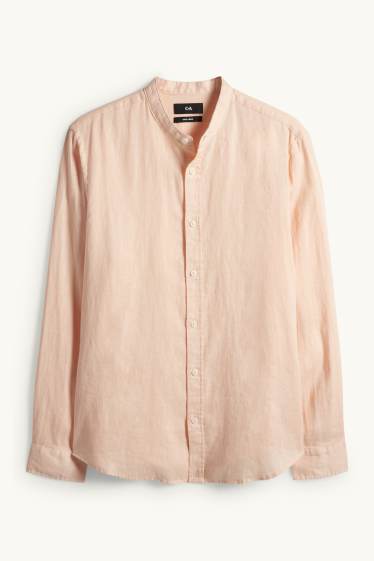 Unisex - Camisa de lli - regular fit - coll mao - coral