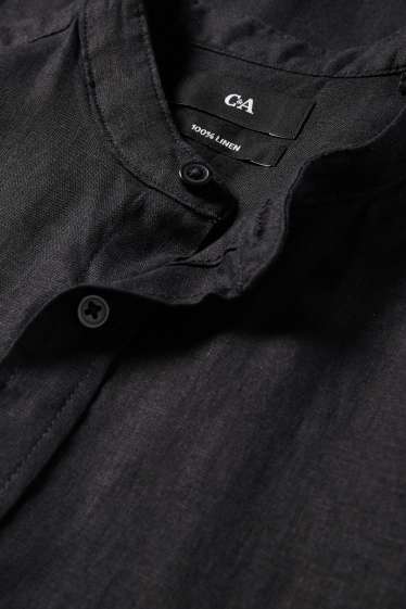 Unisex - Camisa de lli - regular fit - coll mao - negre