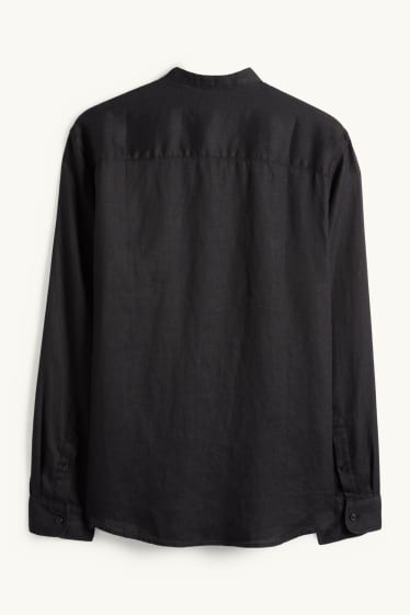 Unisex - Camisa de lli - regular fit - coll mao - negre