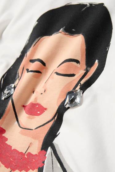 Damen - T-Shirt - Regular Fit - weiss