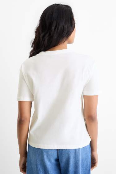 Femei - Tricou - regular fit - aspect lucios - alb-crem