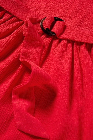 Femei - Rochie fit & flare cu curea - structurată - roșu