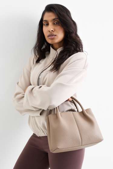 Damen - Kleiner Shopper mit abnehmbarem Taschengurt - Lederimitat - beige