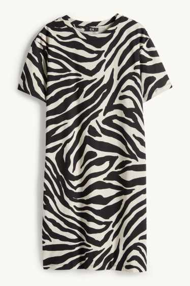 Donna - Vestito a t-shirt - fantasia - nero / beige