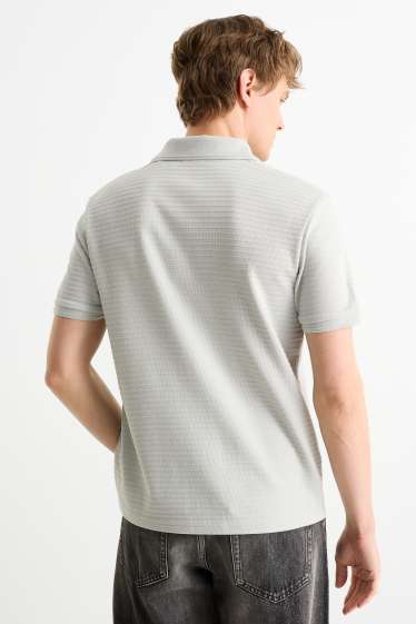 Pánské - Polokošile - regular fit - žebrovaná - šedá