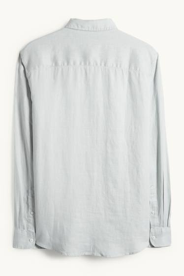 Men - Linen shirt - regular fit - kent collar - light gray