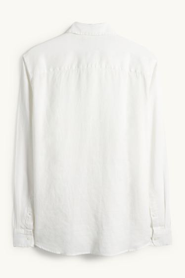 Heren - Linnen overhemd - regular fit - kent - wit