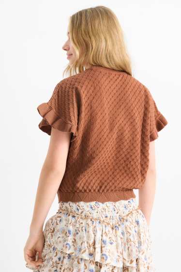 Enfants filles - T-shirt - finition texturée - marron