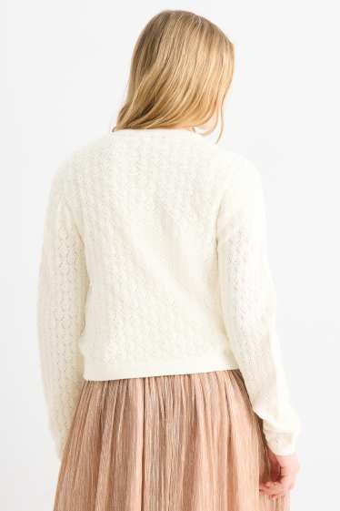 Enfants filles - Gilet en maille - blanc crème