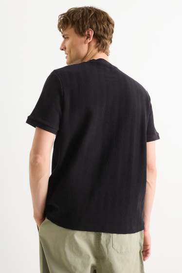 Herren - T-Shirt - Regular Fit - strukturiert - schwarz