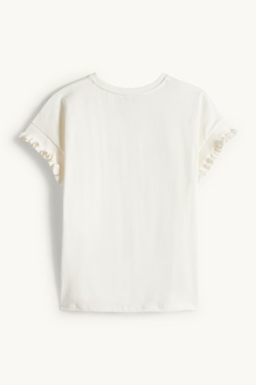 Enfants filles - T-shirt - effet brillant - crème