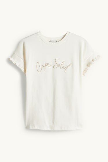 Enfants filles - T-shirt - effet brillant - crème