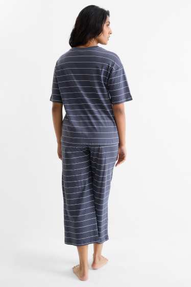 Dames - Pyjama - gestreept - donkerblauw