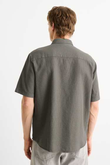 Herren - Hemd - Regular Fit - Kent - strukturiert - dunkelgrün