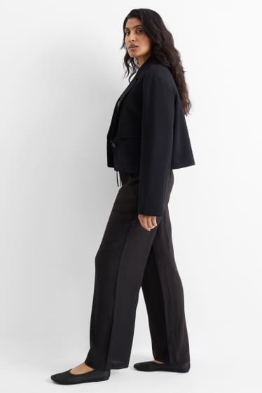 Dames - Pantalon - mid waist - wide leg - zwart
