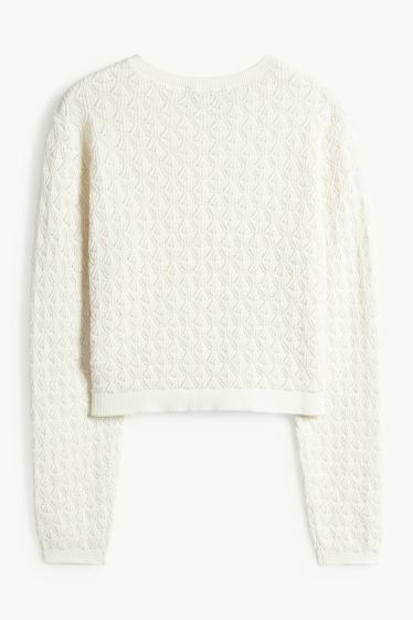 Enfants filles - Gilet en maille - blanc crème