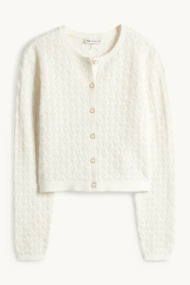 Enfants filles - Gilet en maille - blanc crème