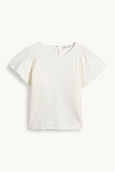 Enfants filles - T-shirt - finition texturée - blanc