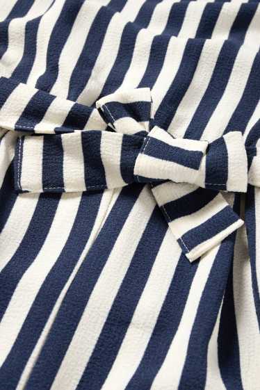 Children Girls - Jumpsuit - striped - textured - dark blue / creme white
