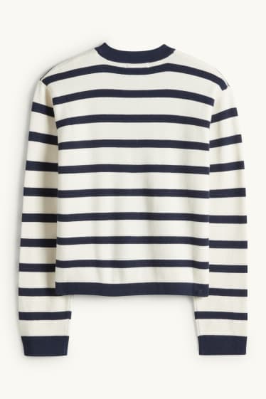 Enfants filles - Gilet en maille - à rayures - bleu foncé / blanc crème