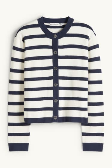 Enfants filles - Gilet en maille - à rayures - bleu foncé / blanc crème