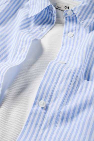 Kinderen: meisjes - Set - blouse en topje - 2-delig - blauw / wit