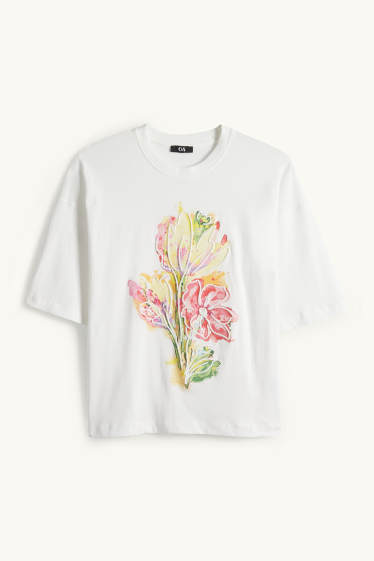 Donna - T-shirt - regular fit - bianco / rosa