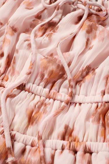 Women - Empire dress - floral - textured - dark rose