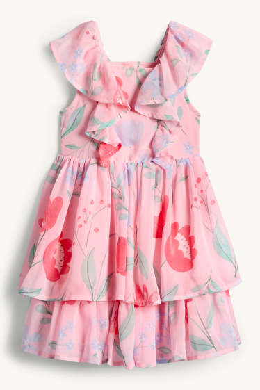 Nena - Flors - vestit de gasa - rosa/vermell