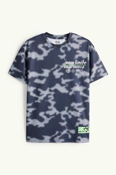 Kinderen: jongens - Sportshirt - met patroon - donkergrijs