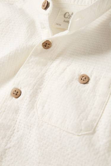Bebeluși - băieți - Body bebeluși - aspect 2 în 1 - structurat - alb-crem