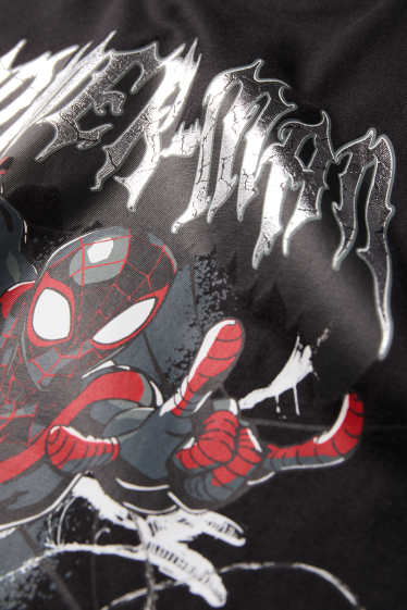 Bambini - Uomo Ragno - maglia a maniche corte - effetto brillante - nero