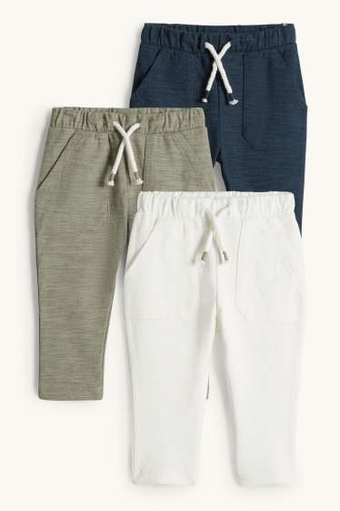 Bebeluși - băieți - Multipack 3 perechi - pantaloni de trening bebeluși - structurați - albastru închis / alb